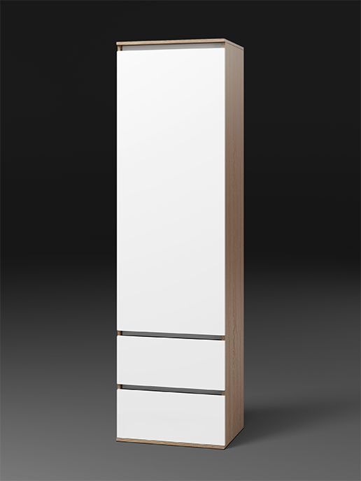 Шкаф Браун 1Д2Ш (дуб сонома/белый матовый)