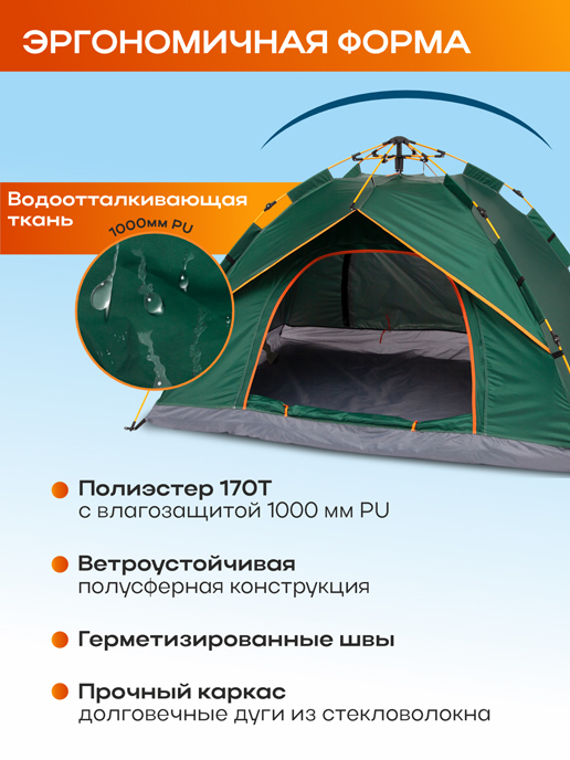 Палатка туристическая автоматическая 2-местная Travel-2