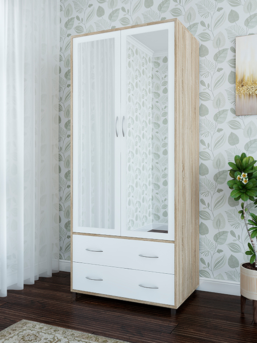 Шкаф Rio 2D2S (дуб сонома / белый матовый)