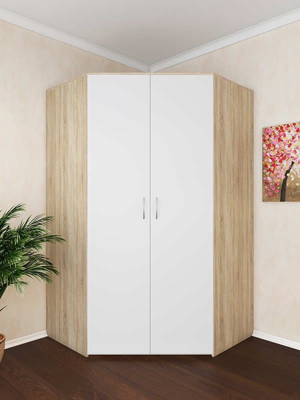 Шкаф угловой Alba 2D (дуб сонома / белый матовый)