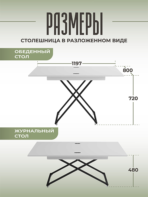 Стол журнальный «Трансформер Лофт» (белый)
