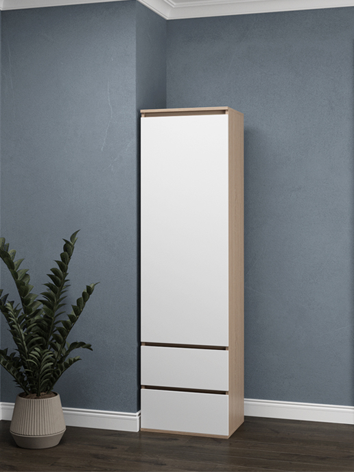 Шкаф Браун 1Д2Ш (дуб сонома/белый матовый)